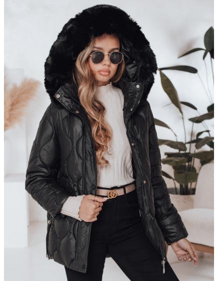 Dámska zimná prešívaná bunda LUMORE s kapucňou čierna