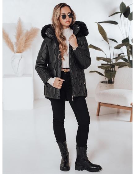Dámska zimná prešívaná bunda LUMORE s kapucňou čierna