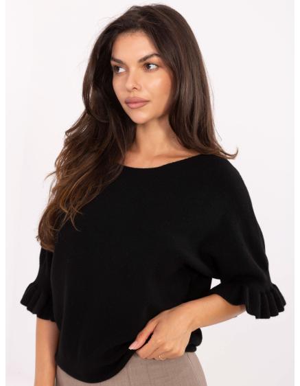 Fluoreszkáló zöld klasszikus pulóver kerek nyakkivágással