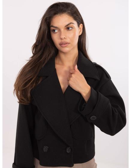 Fekete kétsoros női kabát RUE PARIS