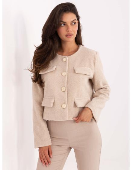 Světle béžový kabát s ozdobnými knoflíky RUE PARIS