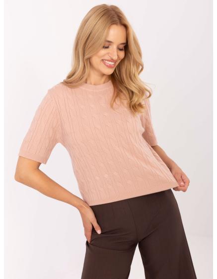 Világoskék női pulóver rugalmas mandzsettával