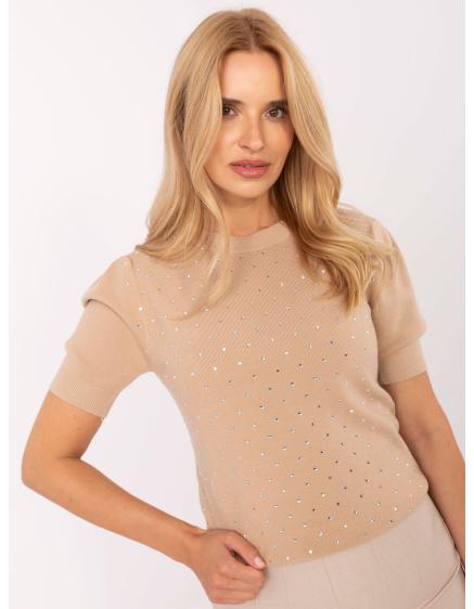 Ecru dámsky sveter s aplikáciou