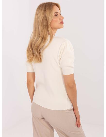 Svetlo béžový dámsky sveter s kamienkami