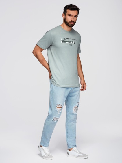 Pánské carrot fit džínové jogger kalhoty s potrhanými detaily, světle modré – fotografie produktu 2