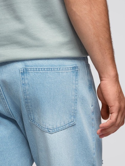 Pánské carrot fit džínové jogger kalhoty s potrhanými detaily, světle modré – fotografie produktu 6