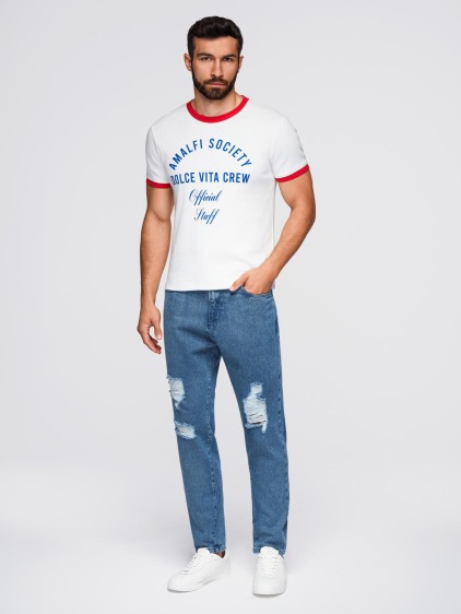 Pánské carrot fit džínové jogger kalhoty s potrhanými detaily, modré – fotografie produktu 2