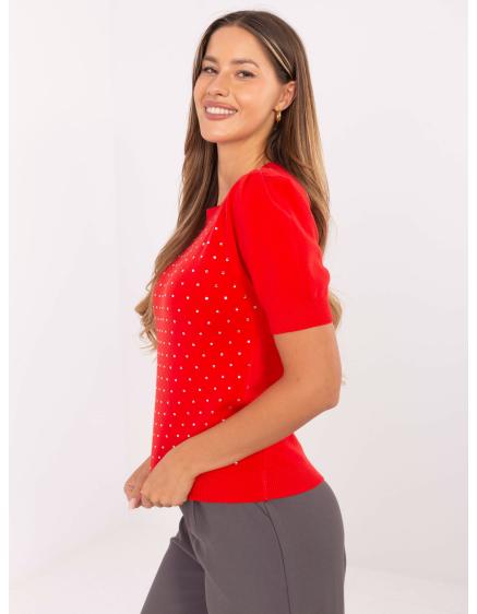 Červené dámske svetre s aplikáciami