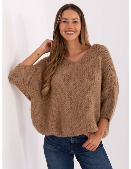 Camelový dámsky sveter s prímesou alpaky