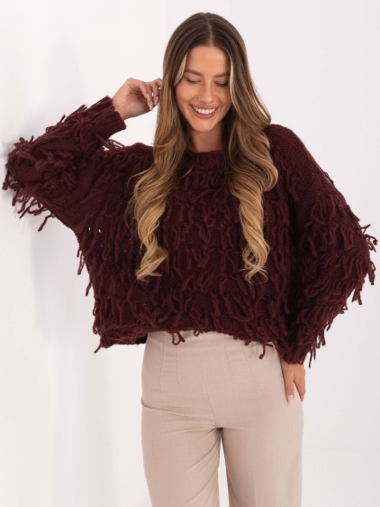 Bordový oversize svetr ve stylu boho RUE PARIS