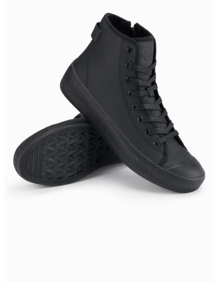 Pánské vysoké tenisky se zipem pro snadné obouvání – černé V1 OM-FOTH-0184