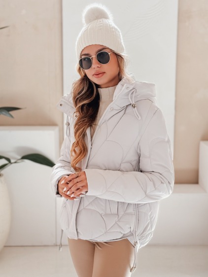 Dámska krátka prešívaná bunda LOVEWARM s kapucňou, biela – fotografie produktu 2