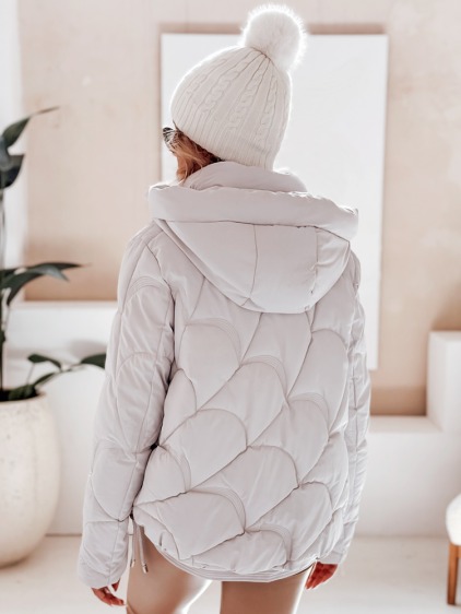 Dámska krátka prešívaná bunda LOVEWARM s kapucňou, biela – fotografie produktu 4