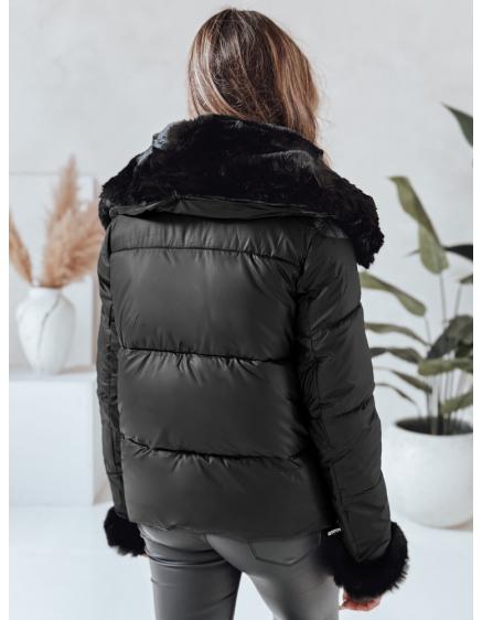 Dámská krátká bunda s kožešinou černá
