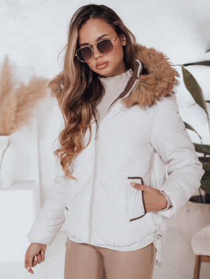 Dámská zimní bunda COLDLIKE prošívaná s kapucí bílá