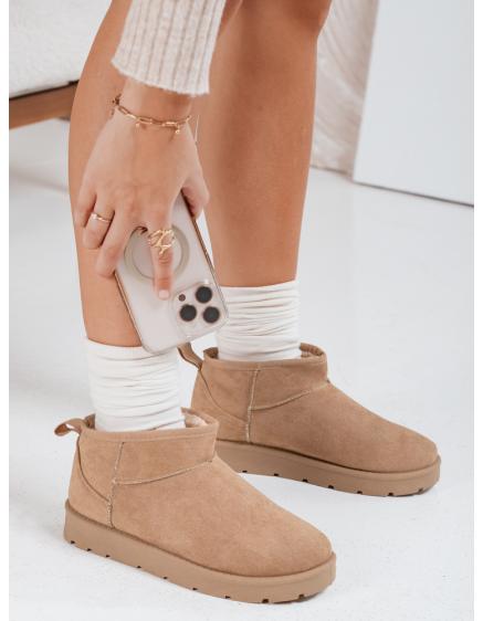 Női bézs színű, platformos téli csizma