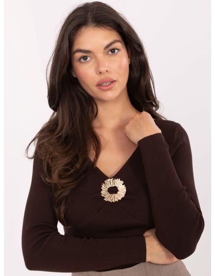 Csokoládébarna, testhezálló pulóver viszkózával