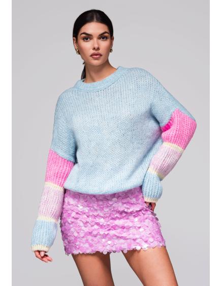 Dámský svetr LW-SWSW-0107 - světle modrý