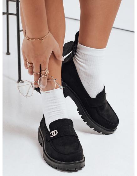 Dámske semišové mokasíny, čierne