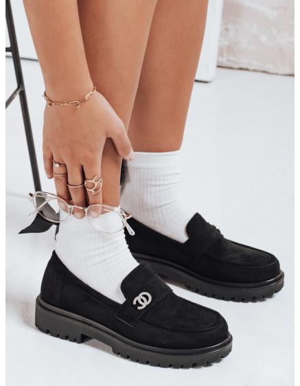 Dámske semišové mokasíny, čierne