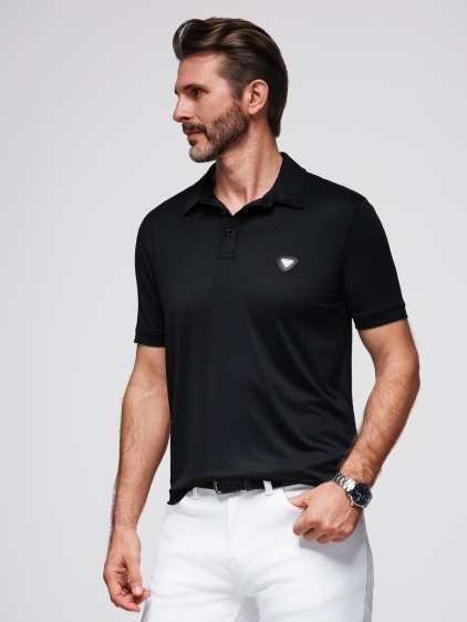 Pánská regular fit polokošile s krátkým rukávem, černá