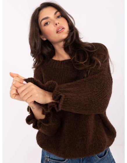 Tmavě hnědý dámský oversize svetr s vlnou