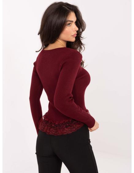 Bordó női pulóver díszgombokkal