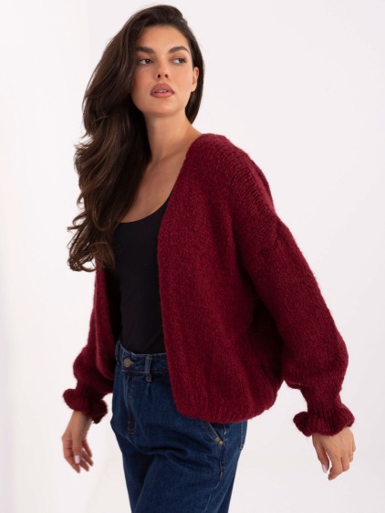 Burgundský dámsky oversized kardigán RUE PARIS