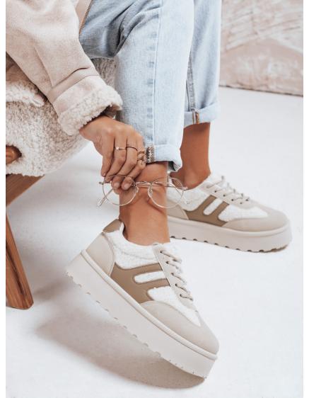 Női szigetelt platform tornacipő bézs színű