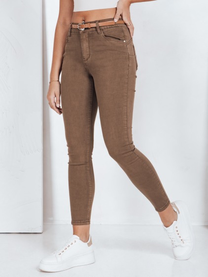 Női skinny nadrág övvel, barna