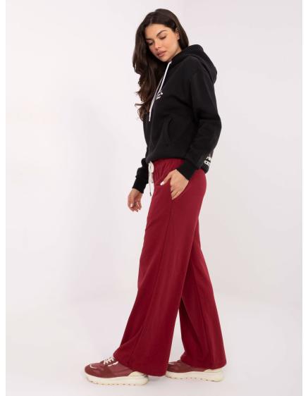 Burgundské basic dámske nohavice so šnúrkou