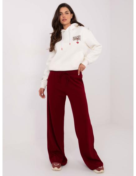 Burgundské basic nohavice so širokými nohavicami