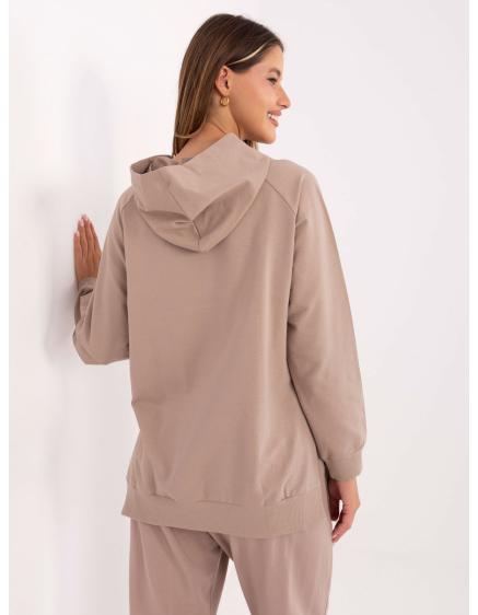 Tmavě béžová mikina basic oversize střihu