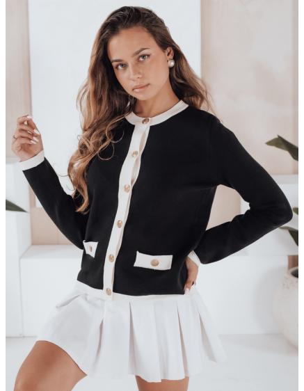 Dámský svetr s rozepínáním, černý CHICLINE