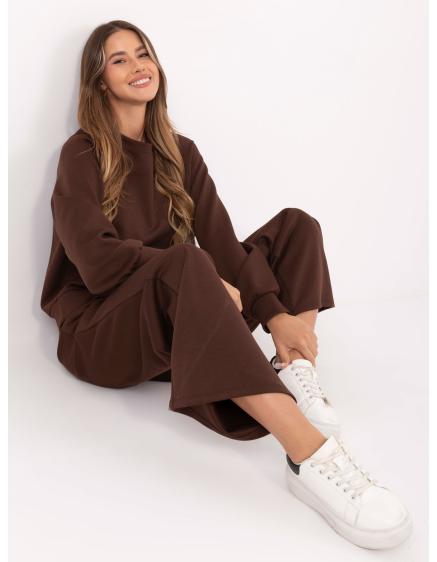 Hnedá základná dámska súprava s nohavicami