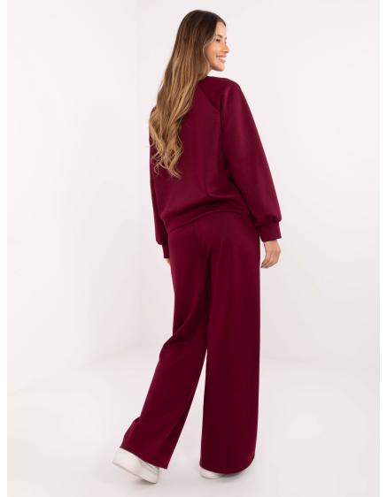 Burgundská základná tepláková súprava s mikinou bez kapucne