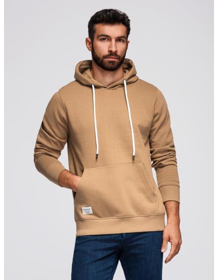 Pánská mikina BASIC s kapucí a klokaní kapsou – hnědá V2 B1674