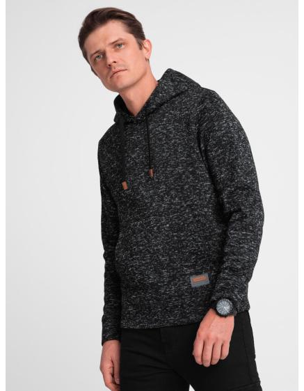 Pánská mikina s kapucí Kangaroo bez streče – grafitová melírovaná V2 B1675