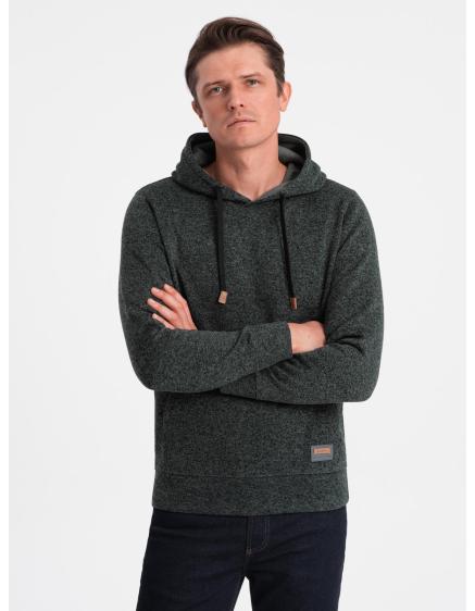 Pánská mikina s kapucí Kangaroo bez streče – olivová melírovaná V3 B1675