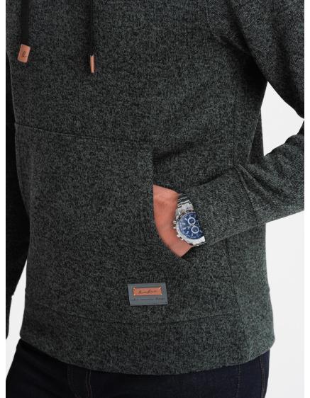 Pánská mikina s kapucí Kangaroo bez streče – olivová melírovaná V3 B1675