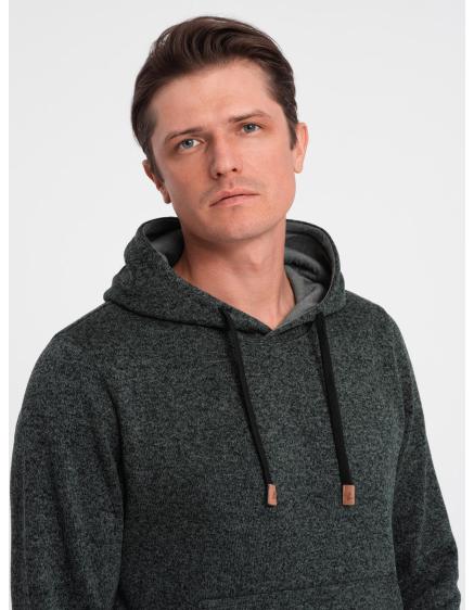 Pánská mikina s kapucí Kangaroo bez streče – olivová melírovaná V3 B1675