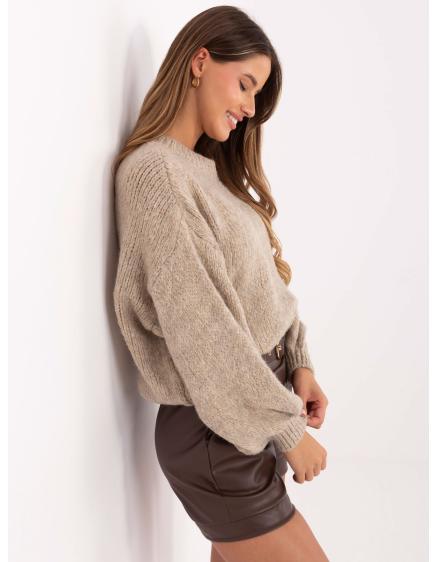 Bézs oversized pulóver puffos ujjakkal