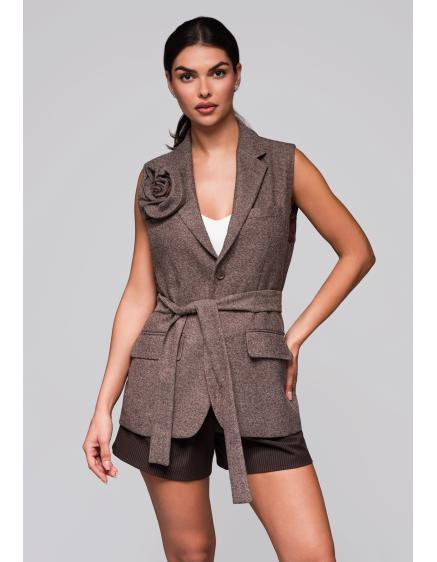 Dámská vesta LW-BLZV-0102 – hnědá