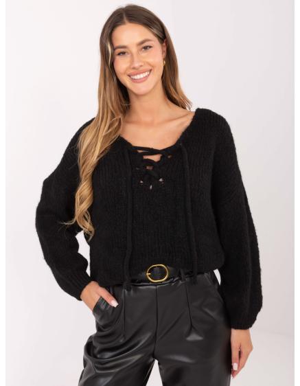Černý dámský oversize svetr s příměsí vlny