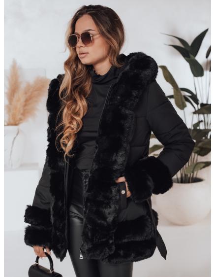 CITYGLANCE női télikabát szőrmebundával fekete