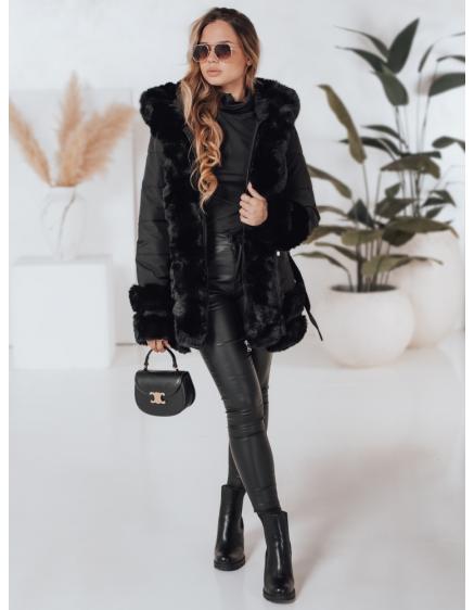 CITYGLANCE női télikabát szőrmebundával fekete