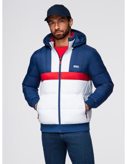 Barevná retro pánská sportovní bunda – modrá a bílá V1 OM-JALP-0296