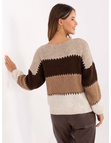 Světle béžovo-hnědý oversize svetr s pruhy