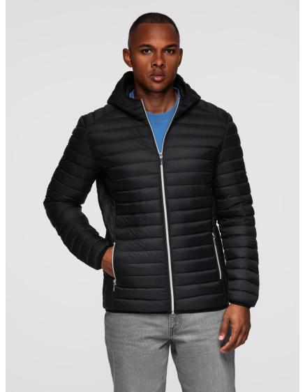 Ultraľahká pánska bunda z prírodného peria s úložným vakom – čierna V1 OM-JALP-0211