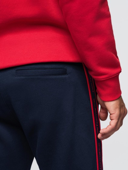 Pánské sportovní jogger tepláky s kontrastními bočními pruhy, námořnická modrá – fotografie produktu 5